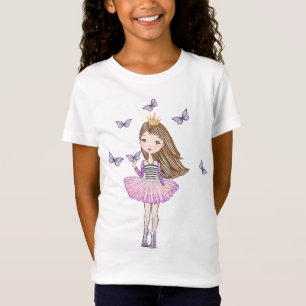 Camiseta Princesa púrpura bonita con las mariposas púrpur
