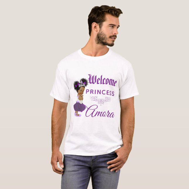 Camiseta Princesa Real Africana Púrpura|Baby Shower blanco (Anverso completo)