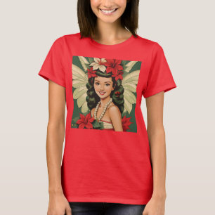 Camiseta Princesa Retro de Navidad Tropical de los 50
