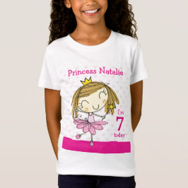 Camiseta Princesa rosada linda 7mo cumpleaños de la edad 7