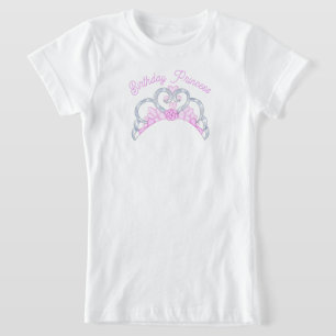 Camiseta Princesa Tiara de cumpleaños rosa y plata
