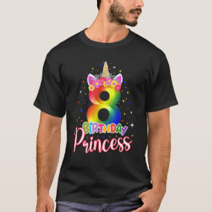 Camiseta Princesa Unicornio De 8 Años Octavo Nacimiento