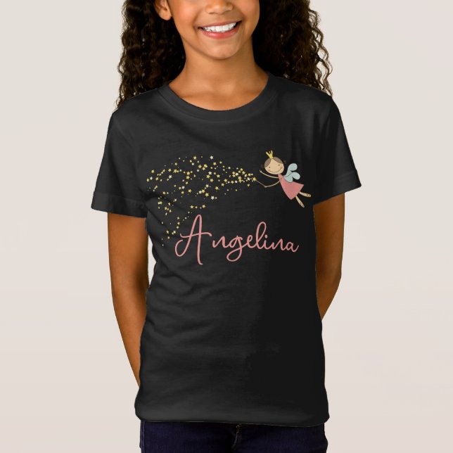 Camiseta Princesa y Estrellas de Hada Rosa Dulce Chica Whim (Anverso)