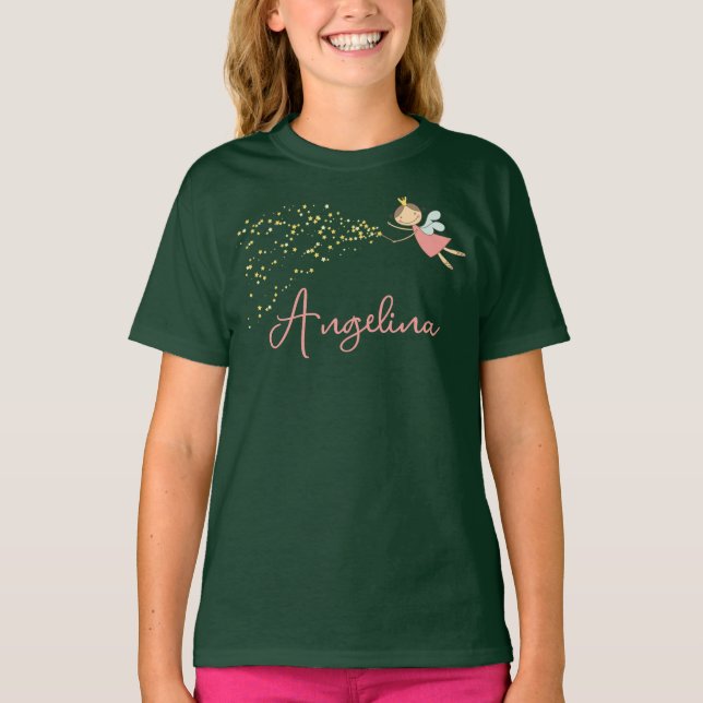 Camiseta Princesa y Estrellas de Hada Rosa Dulce Chica Whim (Anverso)