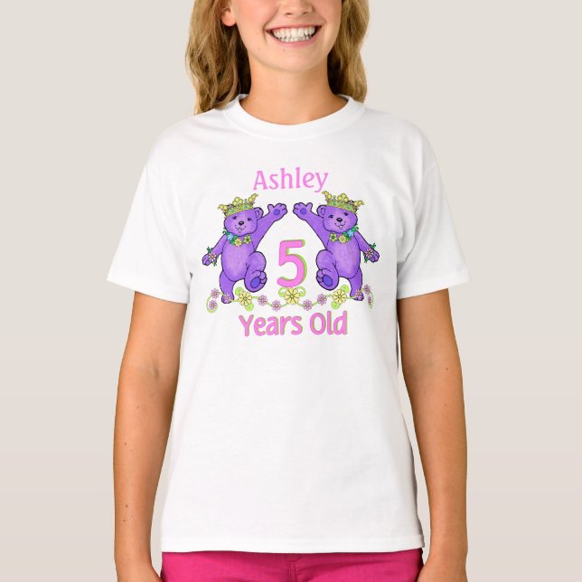 Camiseta Princess Bears 5Birthday Custom Name (Anverso)