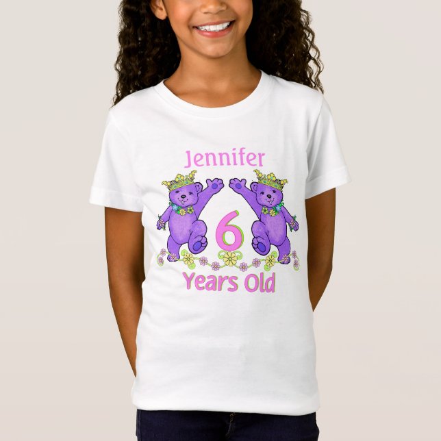 Camiseta Princess Bears 6Birthday Custom Name (Anverso)