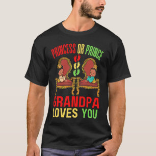 Camiseta Princess Principe Abuelo Te Ama Negro Bebe Shower