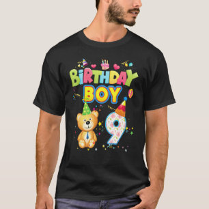 Camiseta Príncipe de cumpleaños 9 Años Cute Oso de Teddy Ni