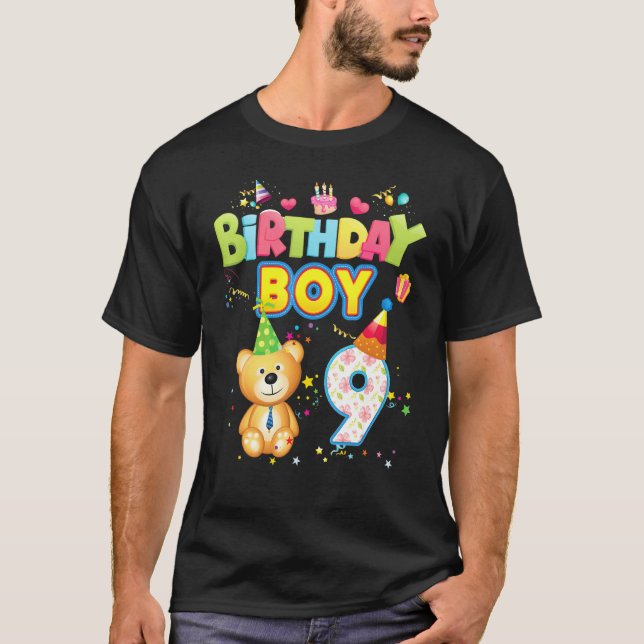Camiseta Príncipe de cumpleaños 9 Años Cute Oso de Teddy Ni (Anverso)