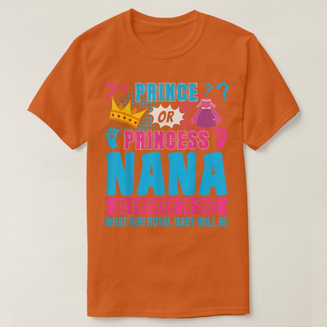 Camiseta Príncipe o princesa Nana Bebé Fiesta de revelación (Diseño del anverso)