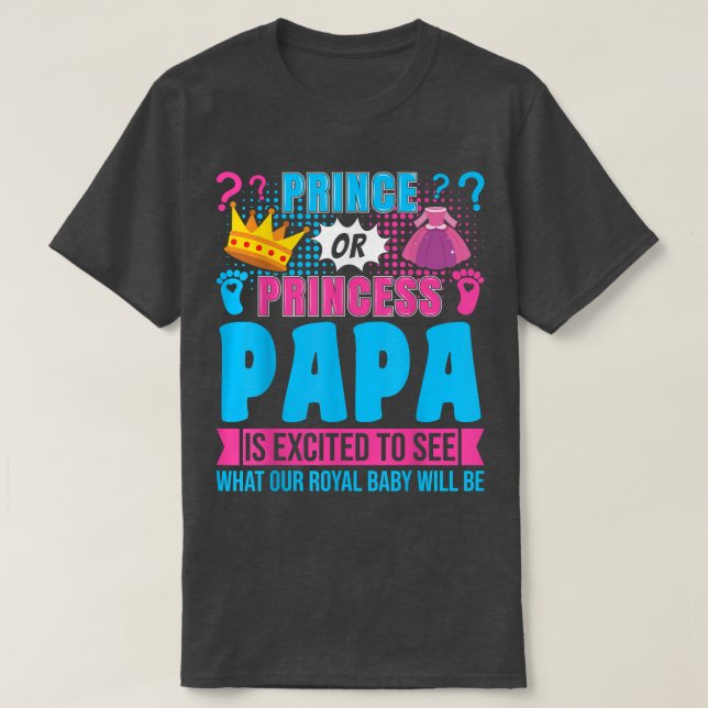Camiseta Príncipe o princesa papá bebé Fiesta de revelación (Diseño del anverso)