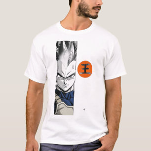 Camiseta Príncipe Vegeta Panel Manga Gráfico Retrato Negro