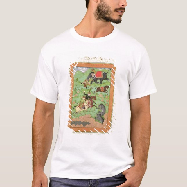 Camiseta Príncipes de Rajput que cazan osos; un mahout y su (Anverso)