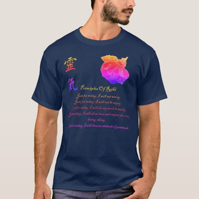 Camiseta Principios de Reiki solo para el arcoiris actual (Anverso)