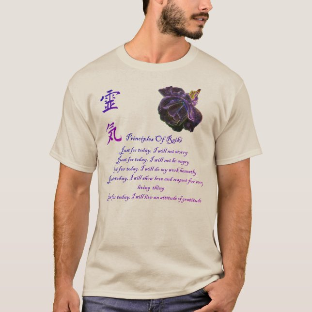 Camiseta Principios de Reiki sólo para hoy (Anverso)