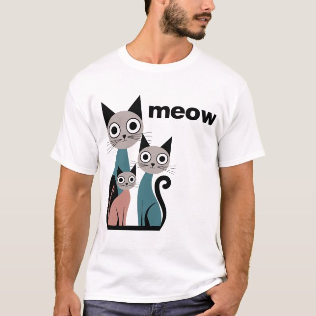 Camiseta Print with cats, meow (Anverso)