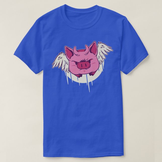Camiseta Printed On The Back Angry Angel Devil Pig Premium  (Diseño del anverso)