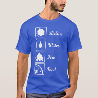 Camiseta Prioridades de Supervivencia Refugio Agua Fuego Co