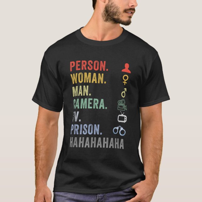 Camiseta Prisión de televisión de cámara de persona Hahaha (Anverso)