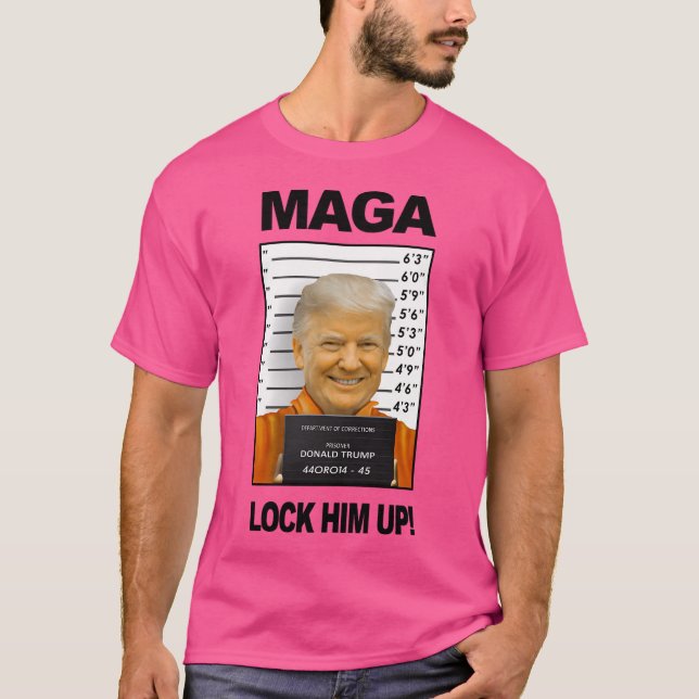 Camiseta Prisión Donald Trump Mugshot Moron 45 (Anverso)