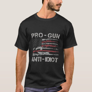Camiseta Pro Armas Anti Idiota Bandera De EE. UU. 2Da Adt