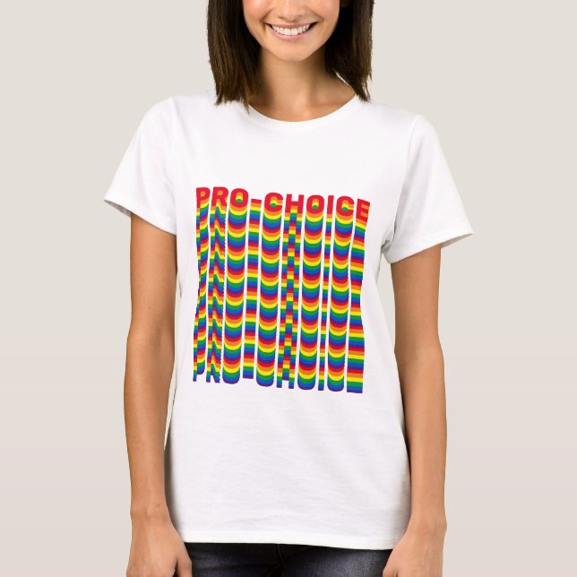 Camiseta Pro Choice tipografía arcoiris lgbtq retro fresco (Anverso)