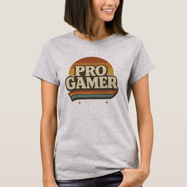 Camiseta PRO GAMER — Insignia de puesta de sol de época (Anverso)