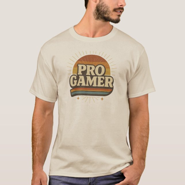 Camiseta PRO GAMER — Insignia de puesta de sol de época (Anverso)
