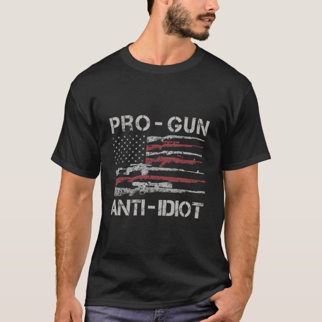 Camiseta Pro Gun Anti Idio Usa Flag 2Nd Adt (Anverso)