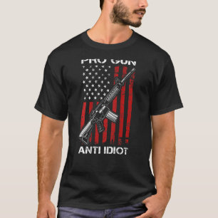 Camiseta Pro Gun Anti Idiot AR15 Bandera de Estados Unidos 