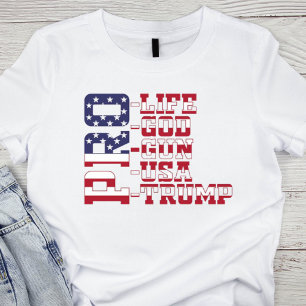 Camiseta Pro-Life, Pro-Dios, Pro-Gun, Pro-USA, Pro-Trump