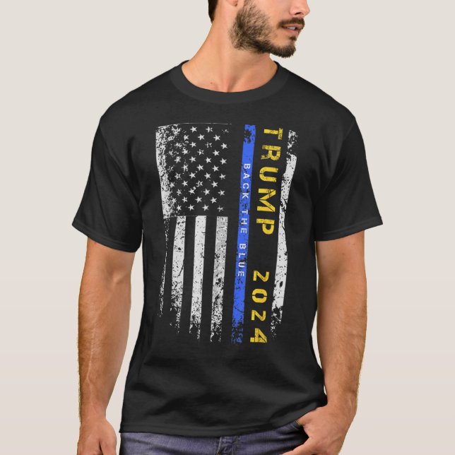 Camiseta Pro Trump 47 2024 Back the Blue Thin Blue Line Ame (Anverso)