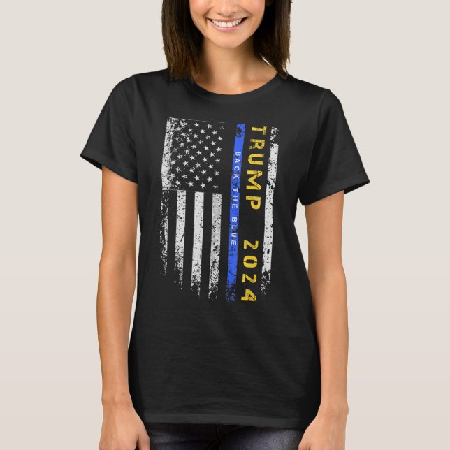 Camiseta Pro Trump 47 2024 Back the Blue Thin Blue Line Ame (Anverso)