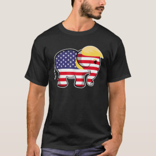 Camiseta Pro Trump Hair Elephant Red Bandera Azul Blanca