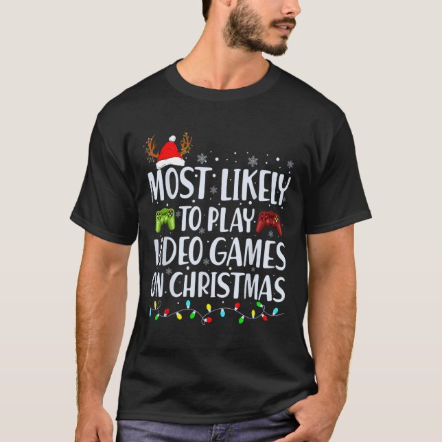 Camiseta Probablemente Juegue Un Videojuego Con Los Navidad (Anverso)