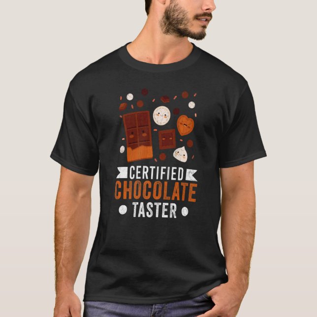 Camiseta Probador de Chocolate Certificado  Comida  Gráfico (Anverso)