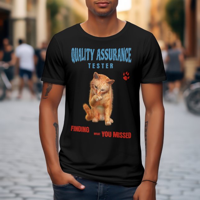 Camiseta Probador de QA Gato Humor (Subido por el creador)