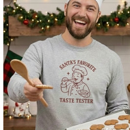 Camiseta Probador de sabores favorito de Santa manga larga