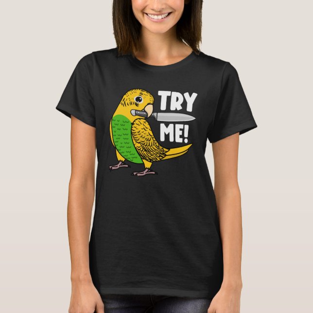 Camiseta Probar mi loro con cuchillo I Budgie Budgeriga ama (Anverso)