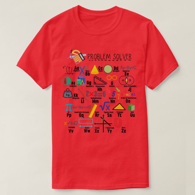 Camiseta Problem Solver Math Alphabet Math Teacher Classroo (Diseño del anverso)