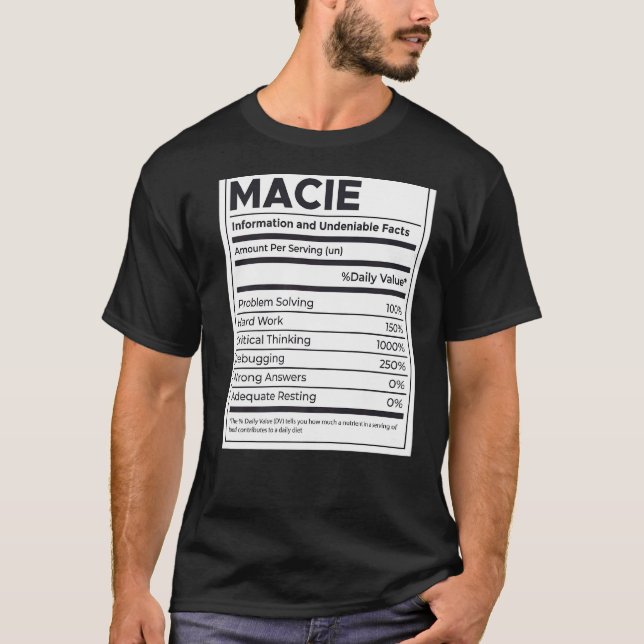 Camiseta Problema con la información de nutrición macie que (Anverso)