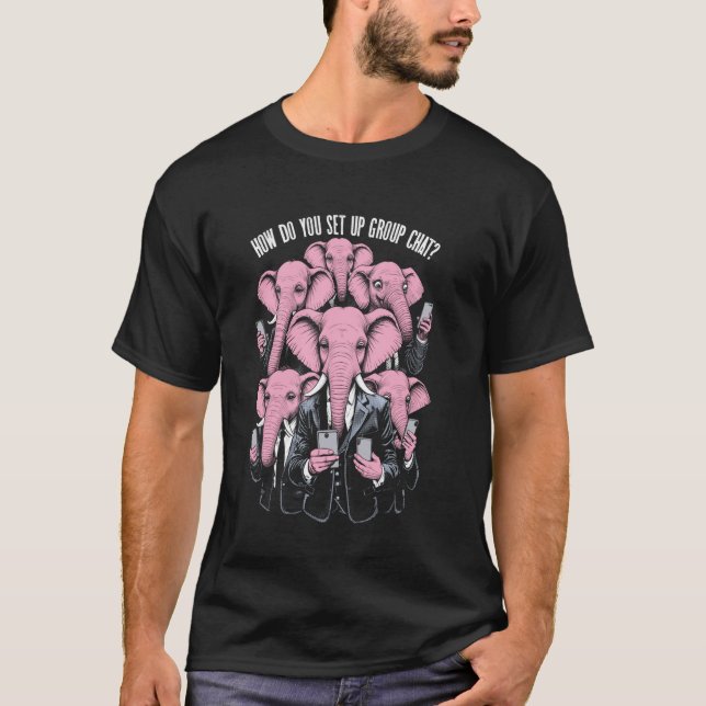 Camiseta Problema de configuración de chat grupal Elefantes (Anverso)