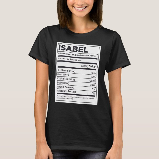 Camiseta Problema de información nutricional de Isabel, dif (Anverso)