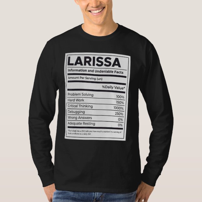 Camiseta Problema de información sobre nutrición en Larissa (Anverso)