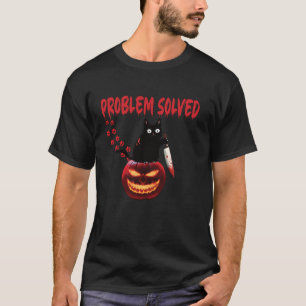 Camiseta Problema Resuelto Gracioso Gato Negro Asesino Gato