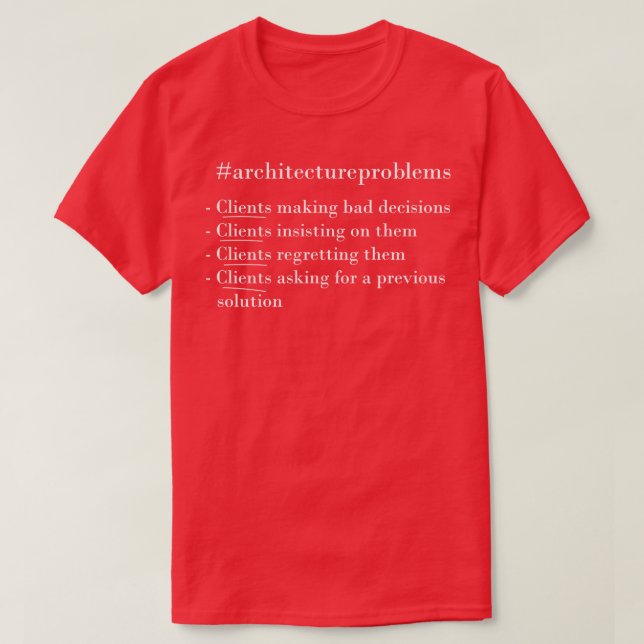 Camiseta Problemas de arquitectura (Diseño del anverso)