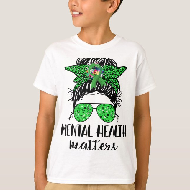 Camiseta Problemas de salud Messy Bun Gift Mental Health Aw (Anverso)
