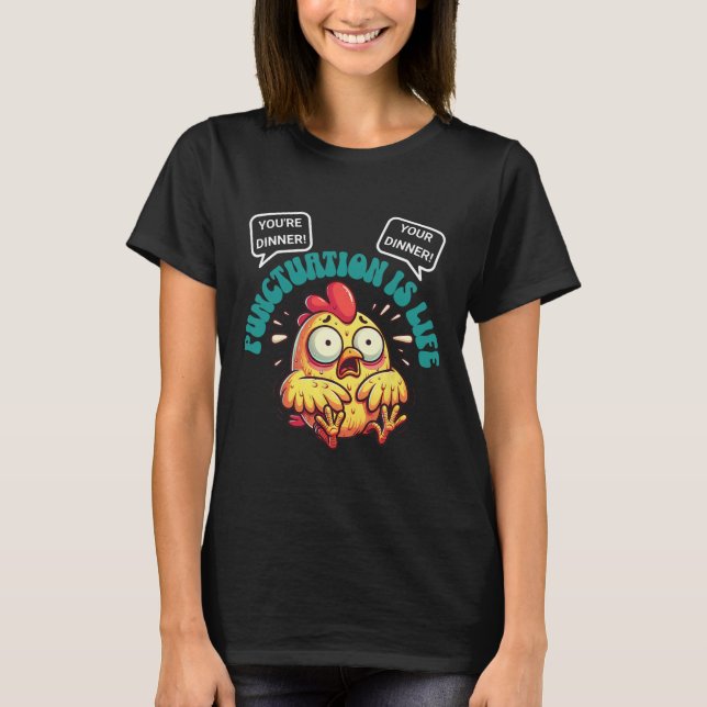 Camiseta Problemas divertidos de gramática inglesa pollo pu (Anverso)