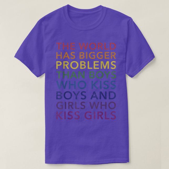 Camiseta Problemas más grandes del mundo niños chicas besan (Diseño del anverso)