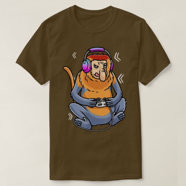 Camiseta Proboscis Monkey Video Game Gaming  Long Nosed Mon (Diseño del anverso)